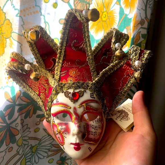 Hand painted Italian ceramic mask wall decor